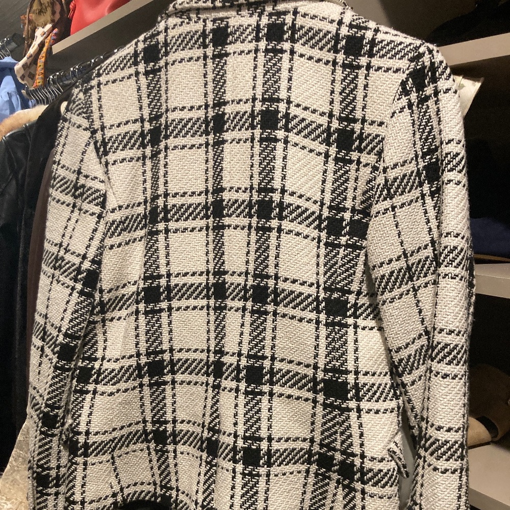 Central Park West Plaid Black & White Jacket with Removable Vest Small - Picture 8 of 13